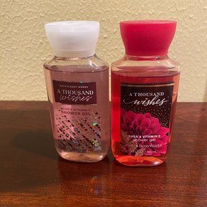 NEW Set of 2 Bath & Body Works Travel Size Shower Gel, A Thousand Wishes